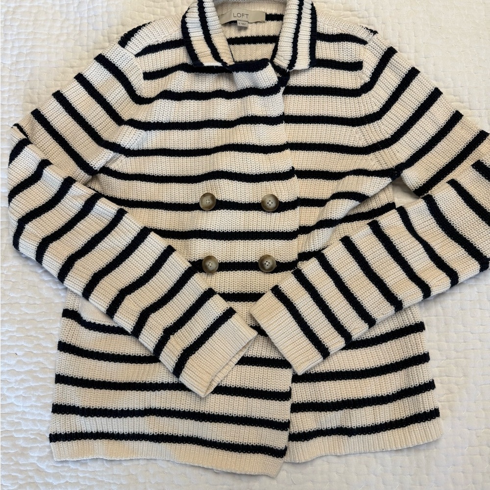LOFT Striped Cardigan Sweater